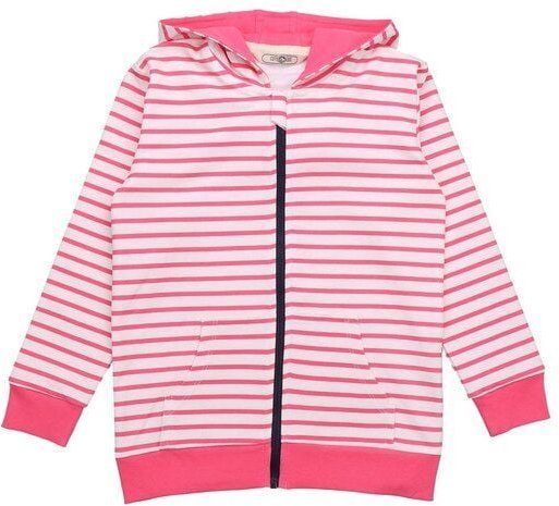 Cotokids Kinder Sweatjacke Baumwolle, Rosa-Weiß Streifen, Reißverschluss, Walkiddy