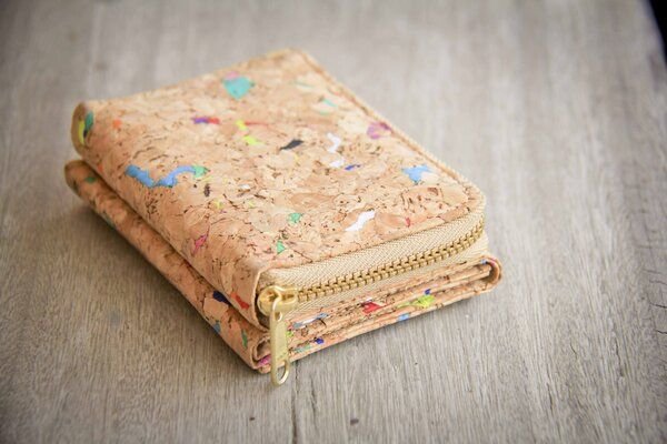 BY COPALA Portemonnaie / Brieftasche aus Kork mit Farb - Akzenten