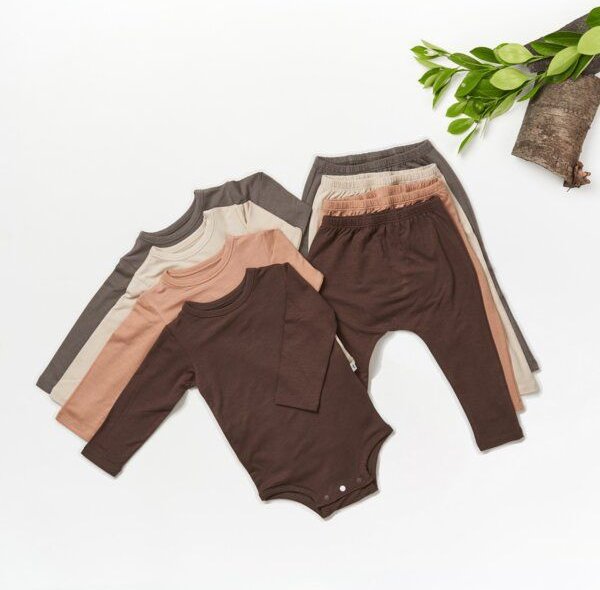 tetoi-vienna TENCEL langarm Body und lange Hose Baby Set "Waldbad"