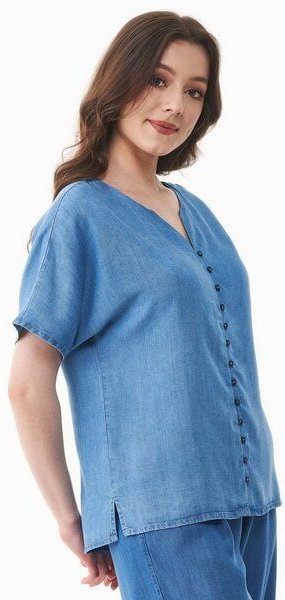 Thumbnail - ORGANICATION Bluse aus TENCEL Lyocell in Denim-Optik
