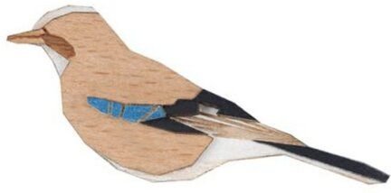 BeWooden Holzbrosche Jay Brooch – handgefertigte Brosche mit Vogelmotiv