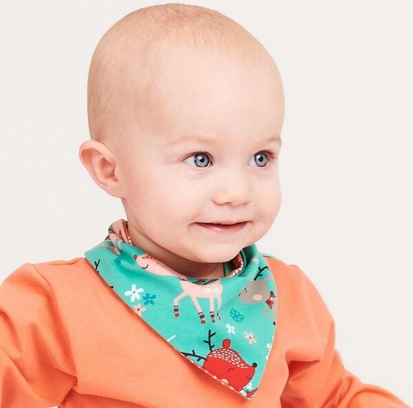 Cheeky Apple Lätzchen aus Bio-Baumwolle "Winterreh | Dotted Lines Koralle"