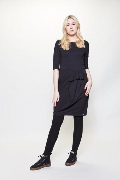 LUMEN organic Kleid drapiert JERSEY schwarz