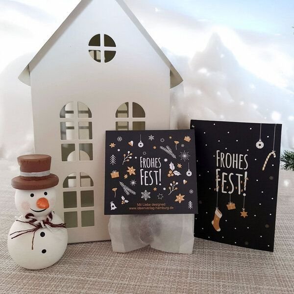 Ideenverlag Hamburg 1x „Frohes Fest“ Samenbombe im Tütchen mit Kaltkeimer-Saatgut + 1x Gratis Geschenk Grußkarte/ Weihna...