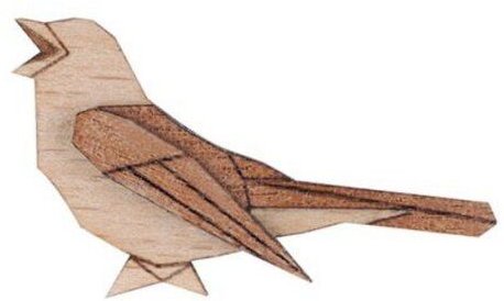 BeWooden Holzbrosche Nightingale Brooch – handgefertigte Holz-Brosche mit Nachtigallenmotiv