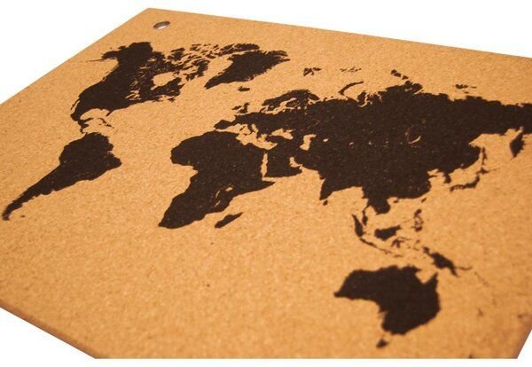 Kork-Deko Kork-Pinnwand Welt-Karte bedruckt 90x60cm zum Aufhängen