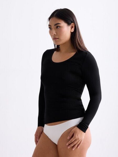 erlich textil Light Touch tiefausgeschnittenes Langarmshirt aus weichem Modal, made in Europe