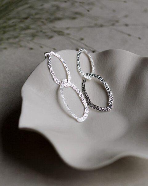 lille mus Ohrstecker 'Hammered' 925 Silber / vergoldet