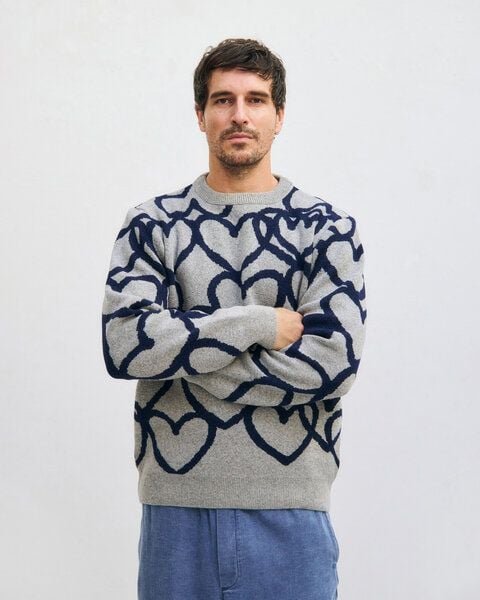 Rotholz Affection Strick Sweatshirt Recycelte Wolle - Hellgrau