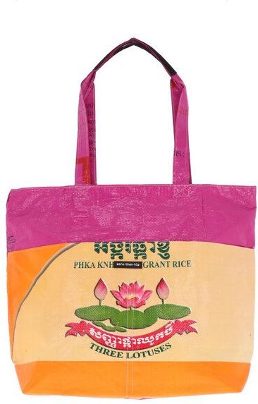 MoreThanHip Reißverschluss Shopper-Tasche aus recyceltem Reis-, Tierfutter- oder Zuckersack – Moni