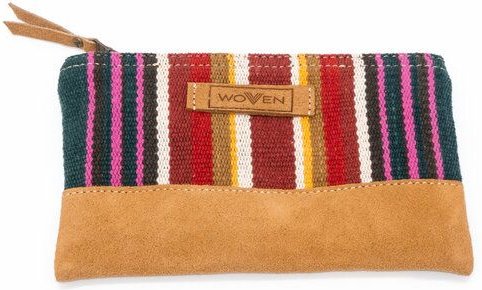 Damen Börse Geldbörse Kosmetiktäschchen "Woven Lea Zip Purse" bunt Retro