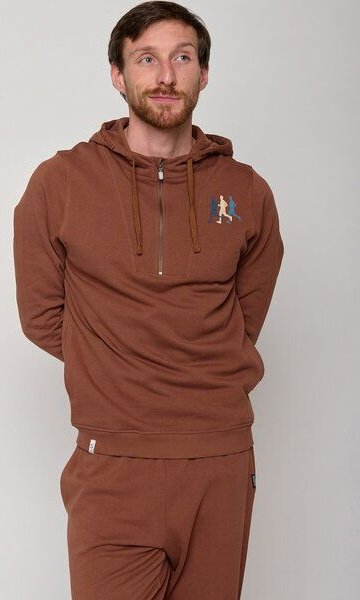 GREENBOMB Lifestyle Running Mirror - Lässiger Half-Zip aus Bio-Baumwolle / hochwertiger Stick / GOTS / Fair & Vegan