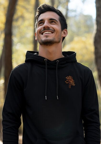 Kultgut Biofair - Hochwertiger Kapuzenpullover / Little Tree in echter Woodoptik