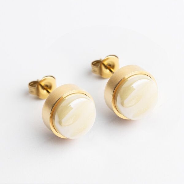 ALEXASCHA Edelstahl Ohrstecker mit Glasstein | Gold