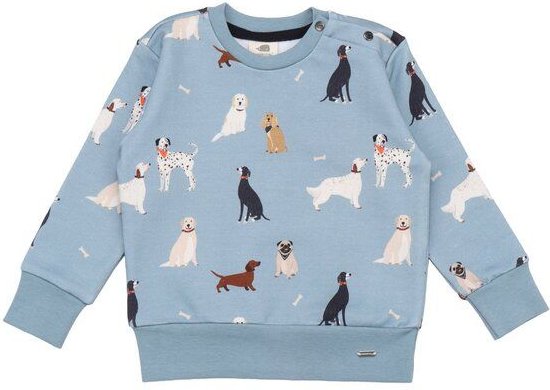 Thumbnail - Walkiddy Various Dogs - Blaues Bio-Baumwoll Sweatshirt, hypoallergen, streng nach GOTS zertifiziert