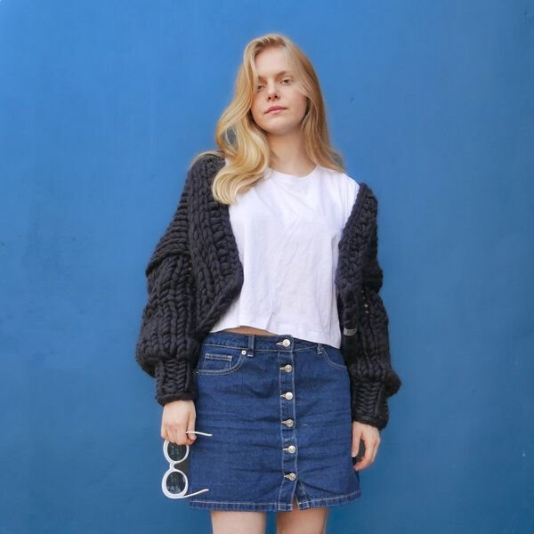 PANAPUFA 100% MERINO Chunky wolle Strickjacke