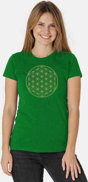 Peaces.bio - handbedruckte Biomode Bio-Damen-T-Shirt Die Blume des Lebens