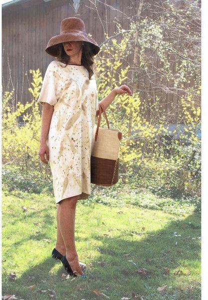 B.e Quality Naturdruck - Fledermaus Ärmel Kleid, Bio Pima Baumwolle