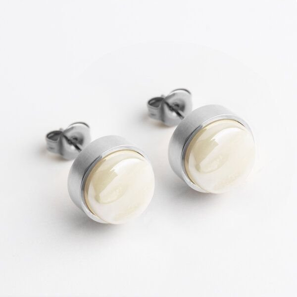 ALEXASCHA Edelstahl Ohrstecker mit Glasstein | Silber