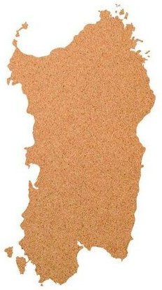 Kork-Deko Sardinien als Pinnwand aus Kork XXL ca. 90x45 cm | Umriss Sardinien