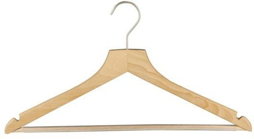 MAWA Kleiderbügel Profi mit Rockeinkerbungen und Steg aus hochwertigem Buchenholz - Set aus 5 Bügeln