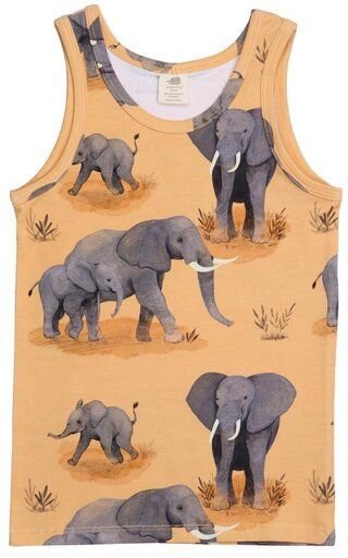 Walkiddy Elephant Family - Nachhaltiges Orange Unterhemd - Umweltfreundlich & Allergikerfreundlich – GOTS zertifiziert