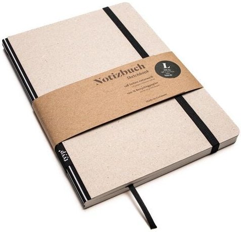 tyyp Nachhaltiges Design-Notizbuch A5 aus 100 % Recyclingpapier „Klassik - Öko Recyclingkarton Grau“