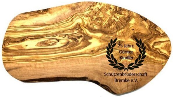 Olivenholz erleben Schneidebrett rustikal aus Olivenholz inklusive Große Gravur