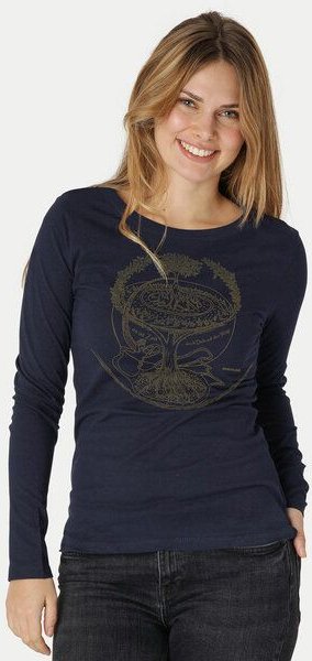 Peaces.bio - handbedruckte Biomode Bio-Damen-Langarmshirt "Weltenesche"