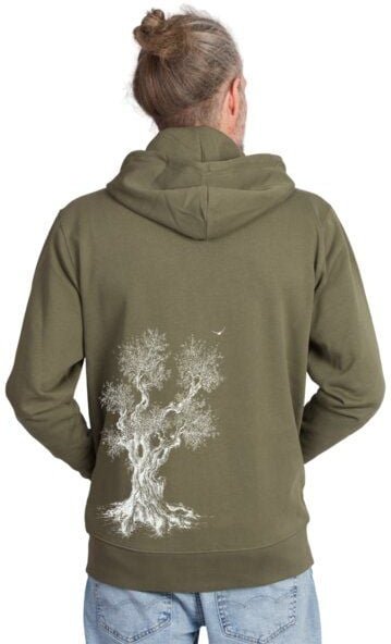 Life-Tree Zipper aus Biobaumwolle Unisex "Olive Tree" in Khaki