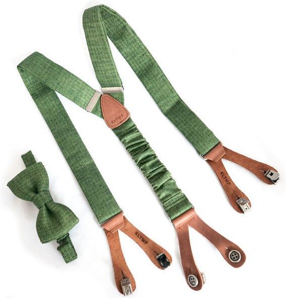 klYmp Hosenträger + Fliege in Leinen Diamand