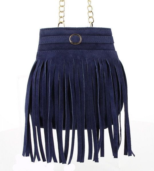 GLOBO Fair Trade Mini-Beuteltasche mit Fransen, Ökoleder