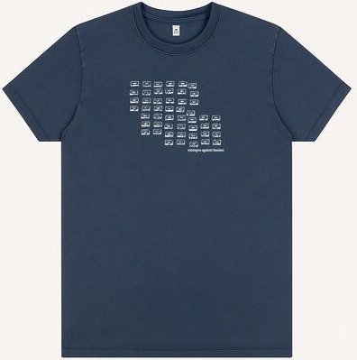 ilovemixtapes Unisex T-Shirt „Mixtapes Against Fascism“ – Bio-Baumwolle, Stone Washed Sage Green, Denim Blue & Black, Fa...