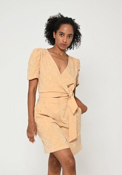 Lovjoi Blouse SILURI Wickelbluse mit Puffärmeln und Schleife