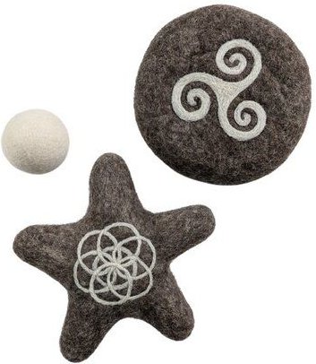 Wooliie Hunde-Spielset aus 100 % naturbelassener Schurwolle – handgefertigt & schadstofffrei (3er-Bundle) - Frisbee & St...