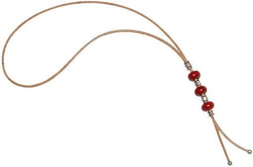 Kork-Deko Lange Halskette aus Kork, rot, vegan, Schmuck Damen, 80cm, für jeden Anlass