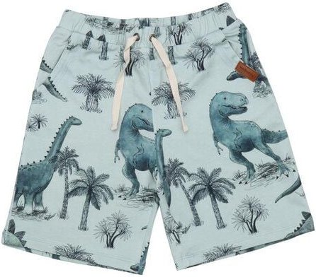 Kinder Shorts GOTS zertifiziert Bio-Baumwolle, Grün, Dinosaurier-Muster, Walkiddy