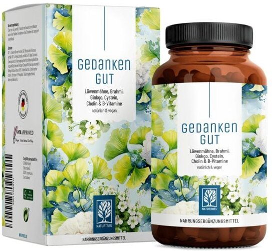 Löwenmähne Brahmi Gingko 120 vegane Kapseln Gedankengut Naturtreu®