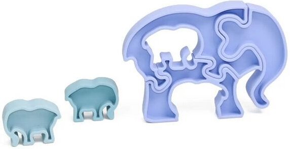 PETIKIDS Montessori-Lernspielzeug aus Silikon – 3D-Puzzle: Elefantenmutter und ihre Jungen