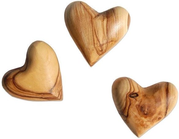 Olivenholz erleben Set AMORE - 3 Deko-Herzen aus Olivenholz