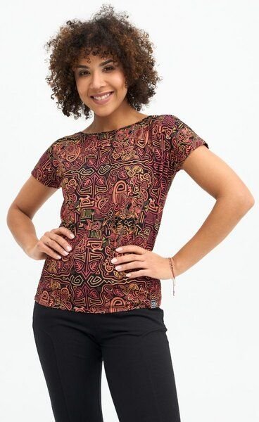 Bluse Fine – Viskose mit Elasthan – T-Shirt mit Rundhalsausschnitt – farbenfroher einzigartiger Print von KOKOworld – Fa...