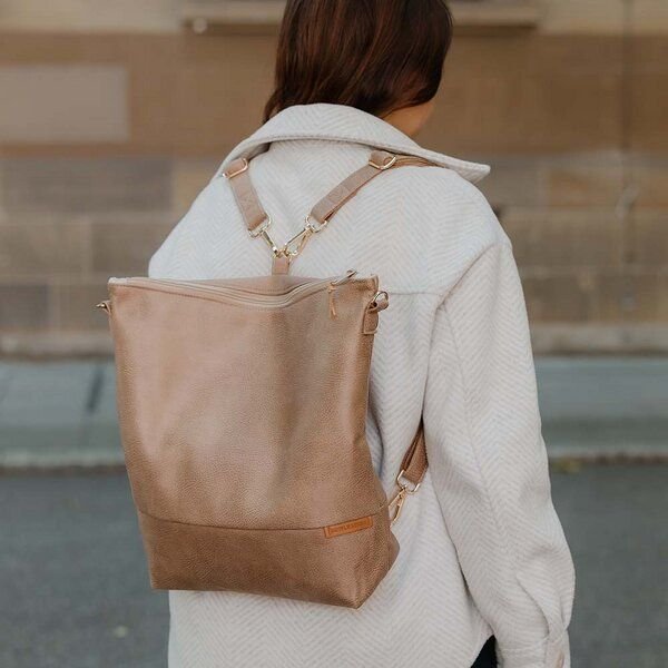 BOWLEANIES TASCHEN 2-in-1 Rucksacktasche aus Lederfaserstoff