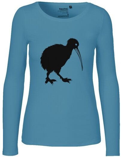 HANDGEDRUCKT "Kiwi" Frauen Longsleeve aus reiner Biobaumwolle (kbA)