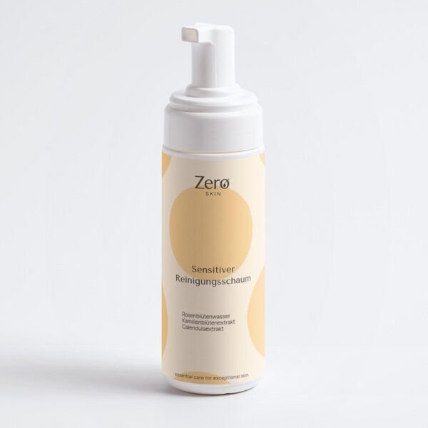 Zero Skin Sensitiver Reinigungsschaum - 150 ml - sanfte Make-up- & Gesichtsreinigung mit Bio-Rosenblütenwasser, Kamille ...