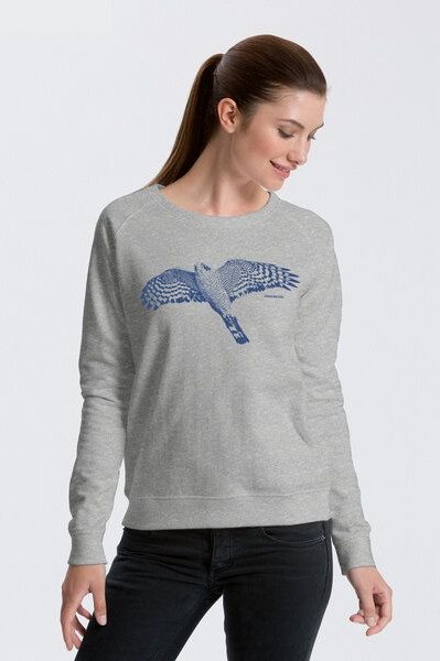 Peaces.bio - handbedruckte Biomode Bio Damen-Sweatshirt Sperber