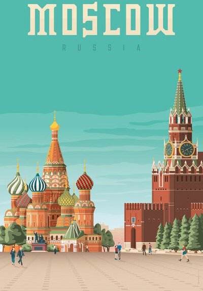 Photocircle Poster / Leinwandbild - Moskau Vintage Travel Wandbild