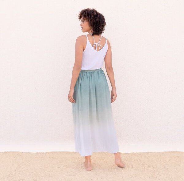 TULIP - Damen - JAYA-UNIQUE - Luftig-leichter Sommerrock, aus dünnem Lyocell, Tulpenform in Dip-Dye Färbung, handgemacht...