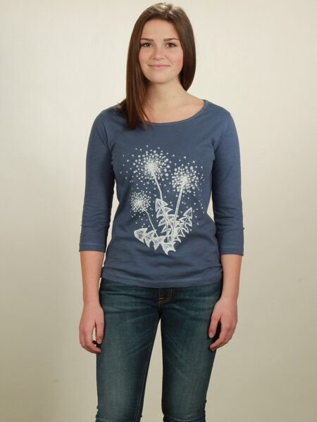NATIVE SOULS Longsleeve 3/4-Arm Damen - Flowers - dark blue