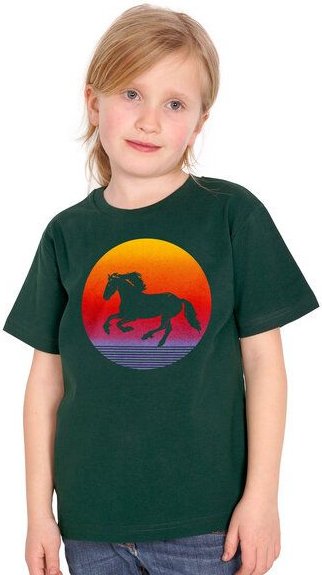 HANDGEDRUCKT "Sunsethorse" Unisex Kinder-T-Shirt