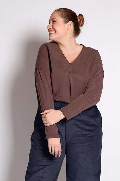 WiDDA berlin Langarm Bluse "BEATA" aus Tencel® in Dunkelgrau